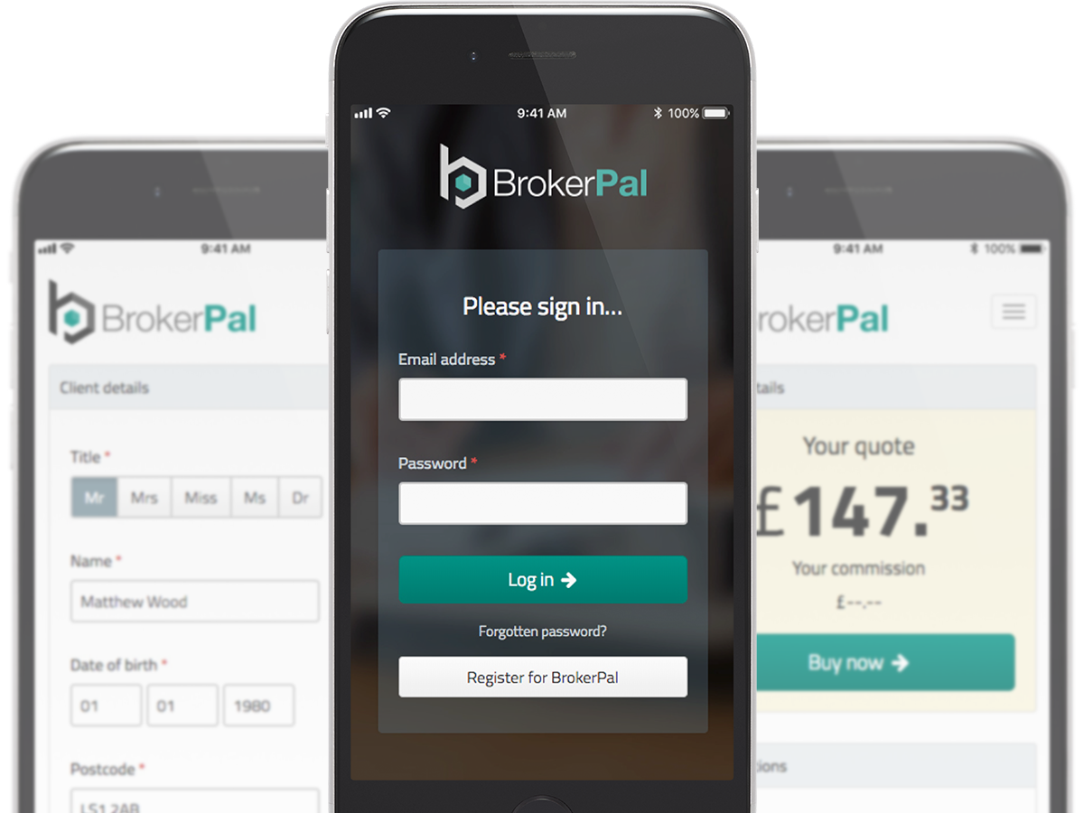 BrokerPal example screens on an iPhone