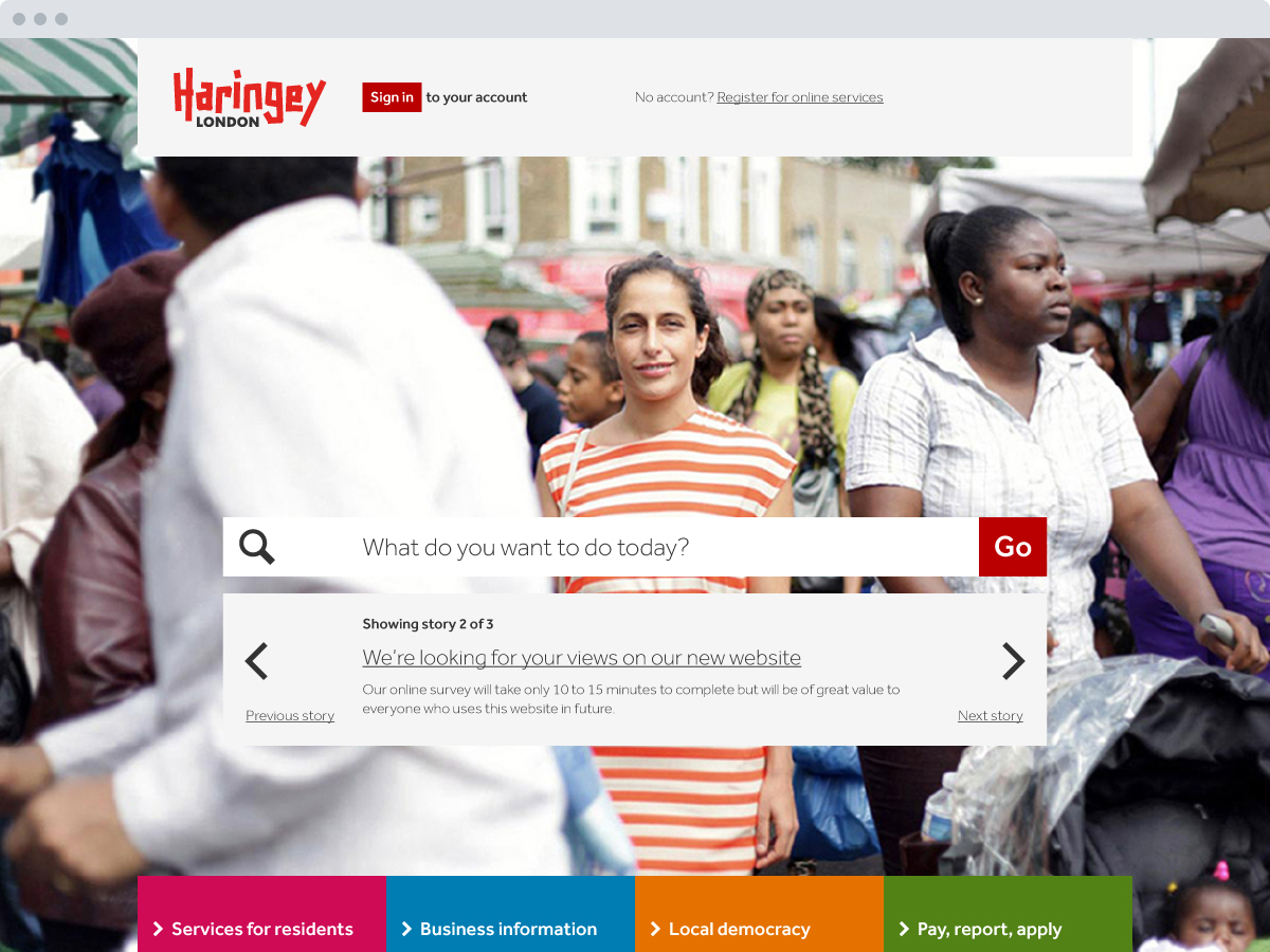 Haringey Council home screen